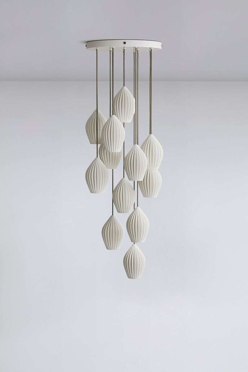 Btc Fin Pendant Grouping Of 12 Natural White