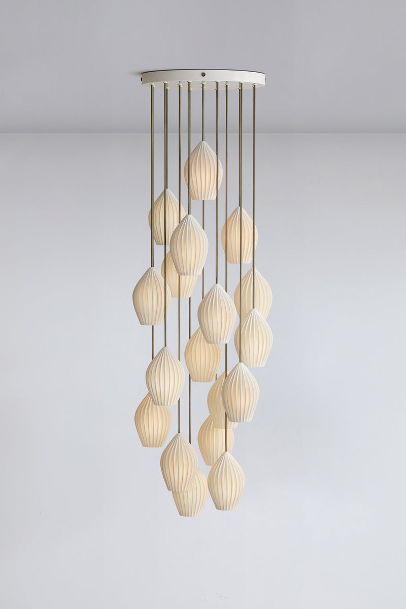 btc Fin Pendant Grouping of 18 Natural White