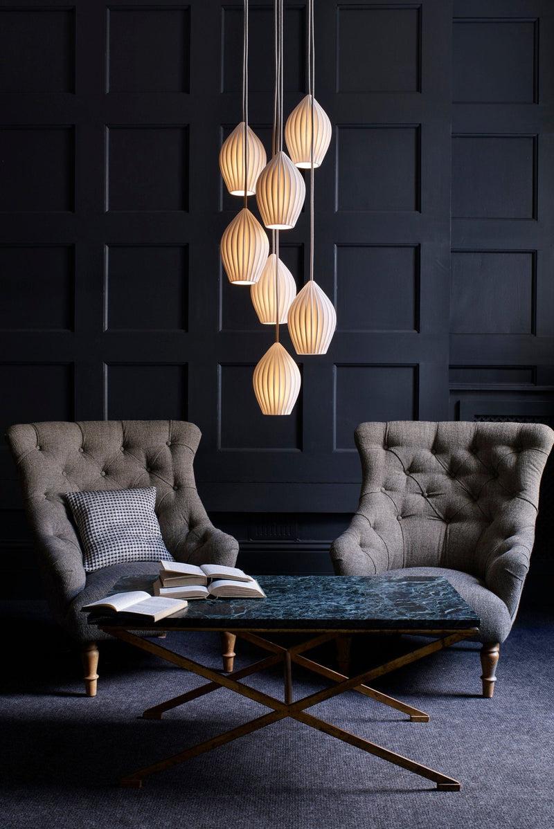 Btc Fin Pendant Grouping Of 7 Natural White