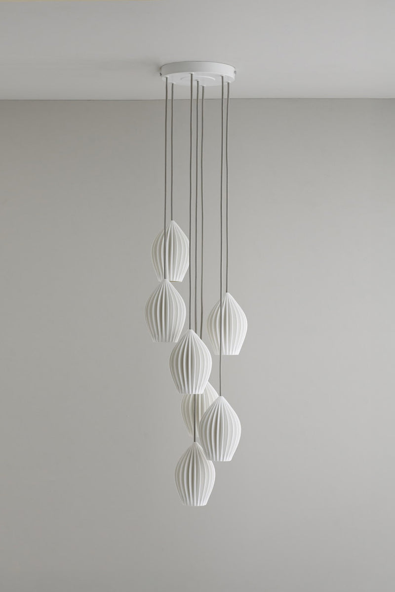 btc Fin Pendant Grouping of 7 Natural White