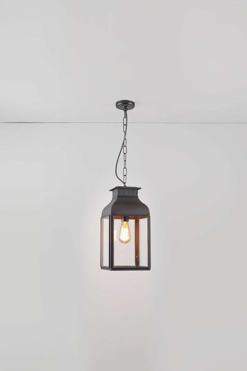 Btc Lantern Pendant Light Weathered Brass / Clear