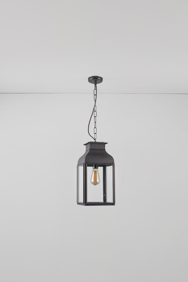 Btc Lantern Pendant Light Weathered Brass / Clear