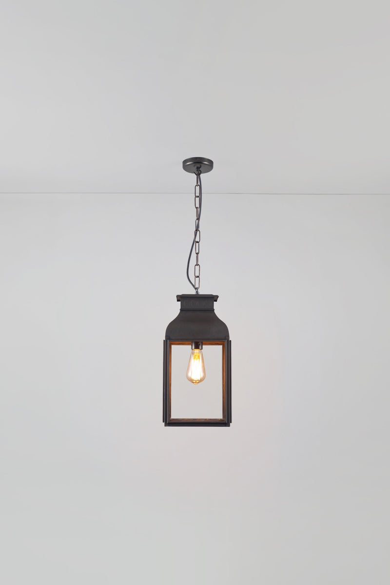 btc Lantern Pendant Light Weathered Brass / Clear