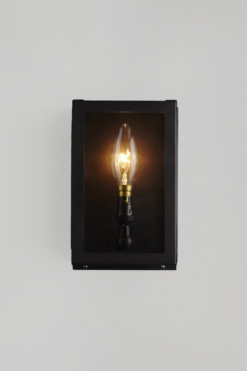 Btc Miniature Box Wall Light Weathered Brass / Clear