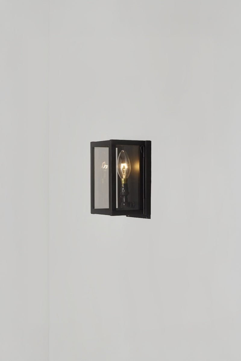 Btc Miniature Box Wall Light Weathered Brass / Clear