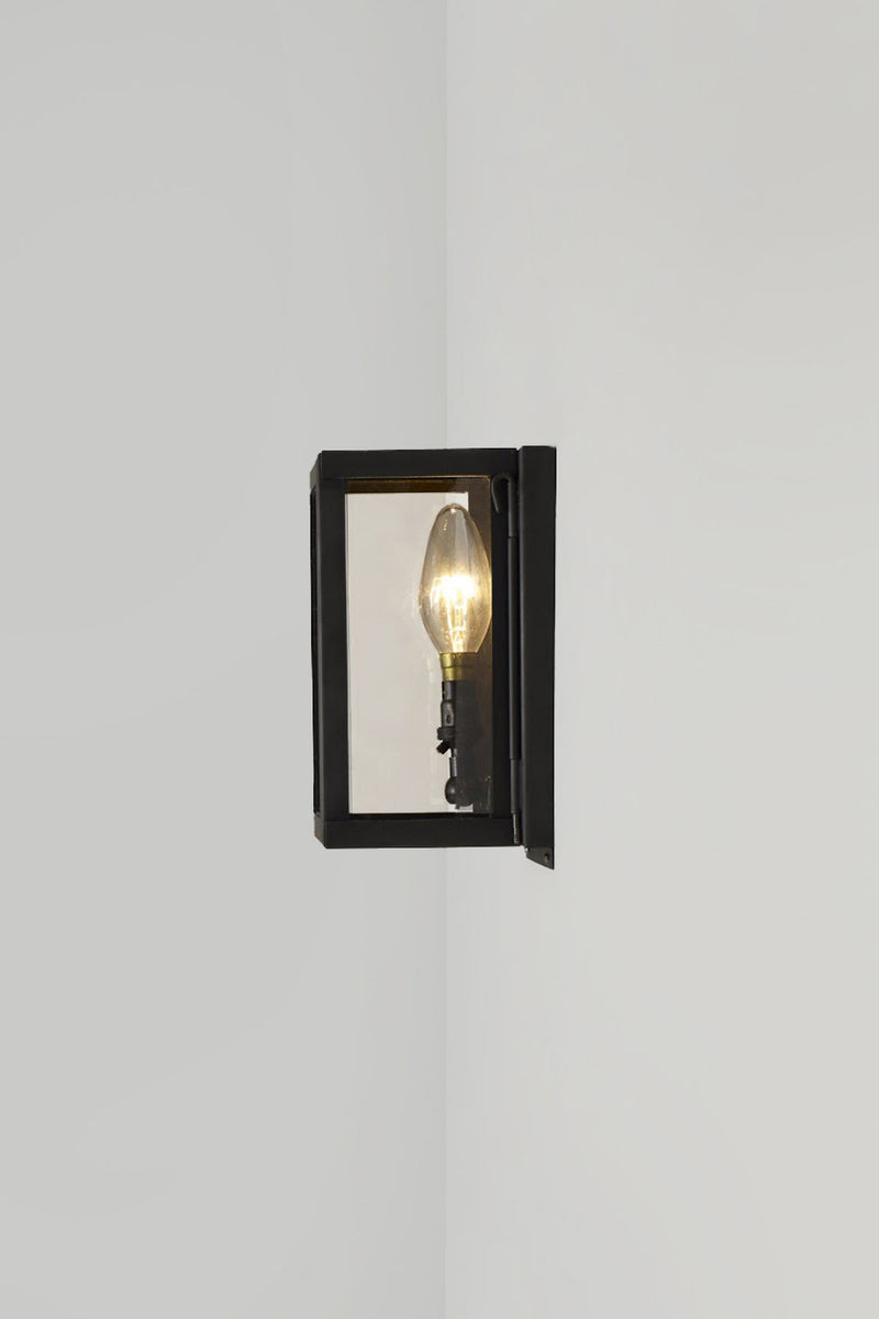 btc Miniature Box Wall Light Weathered Brass / Clear