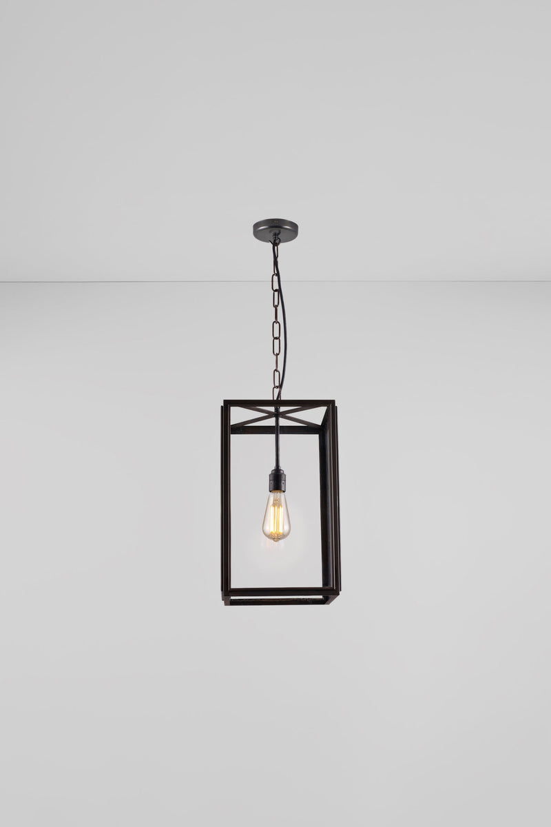 btc Square Pendant Weathered Brass / Clear