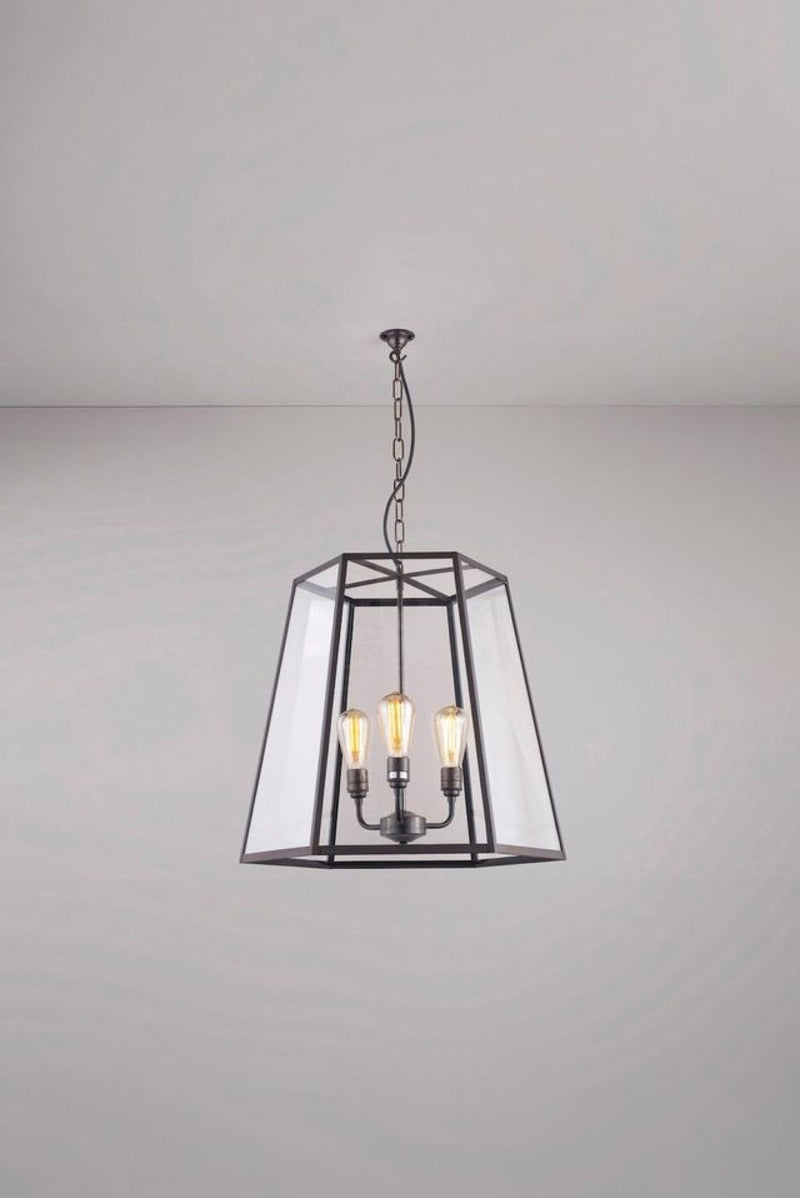 Btc Extra Large Hex Pendant 7651 Weathered Brass / Clear