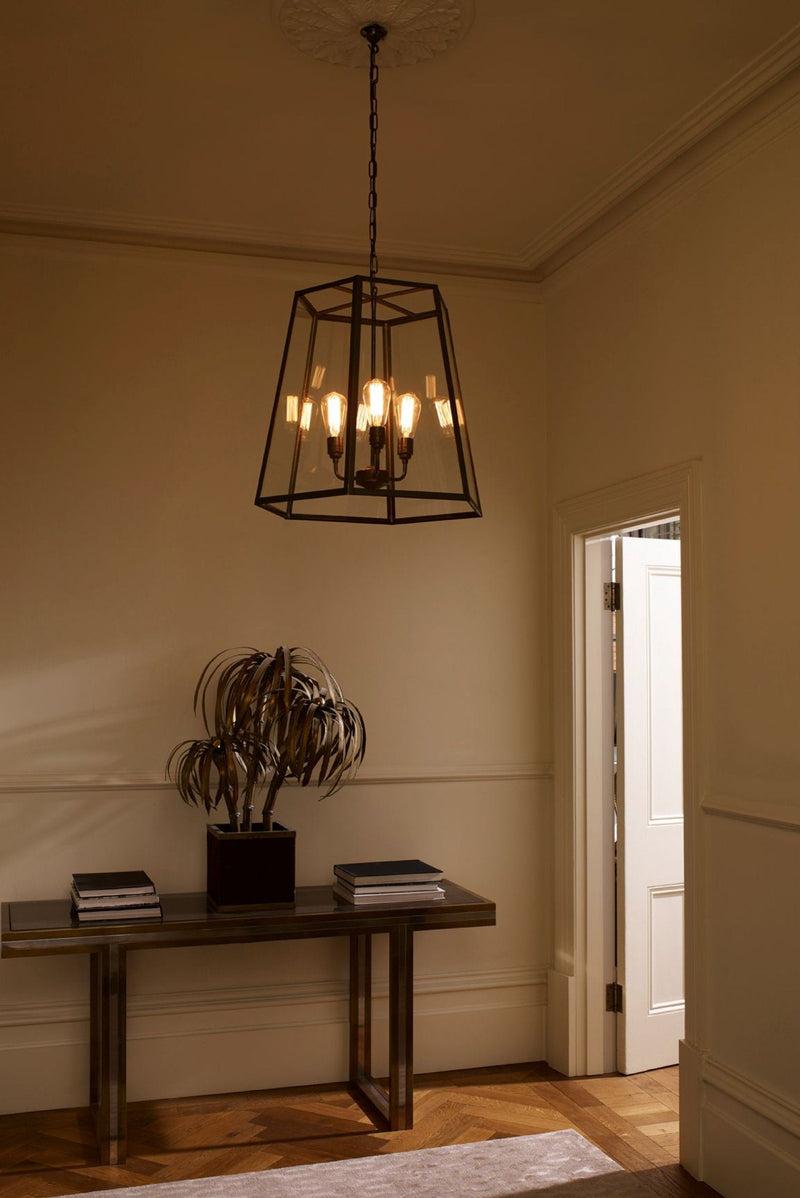 Btc Extra Large Hex Pendant 7651 Weathered Brass / Clear