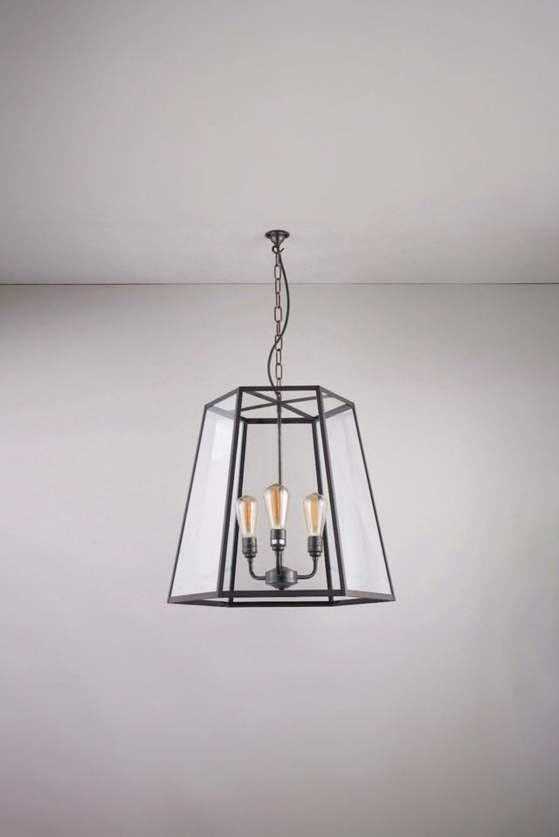 btc Extra Large Hex Pendant 7651 Weathered Brass / Clear