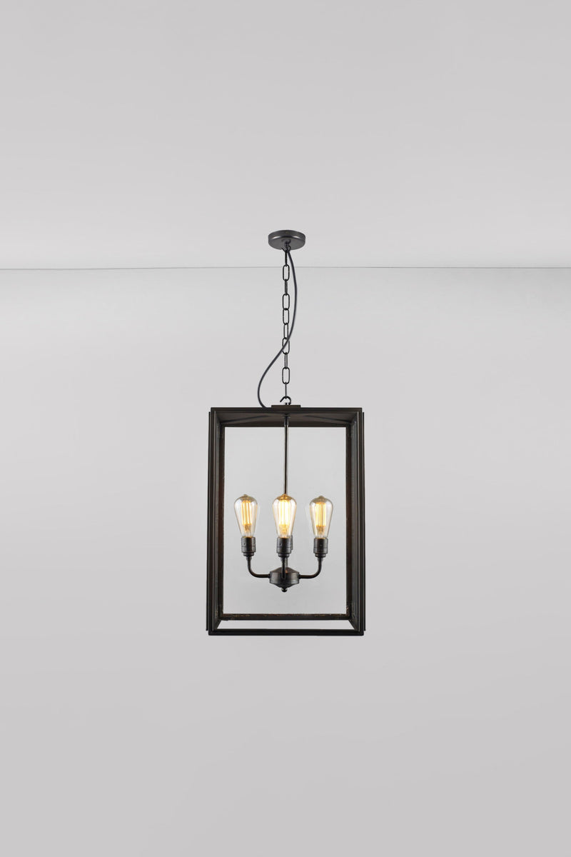 btc Extra Large Square Pendant Closed Top Weathered Brass / Clear