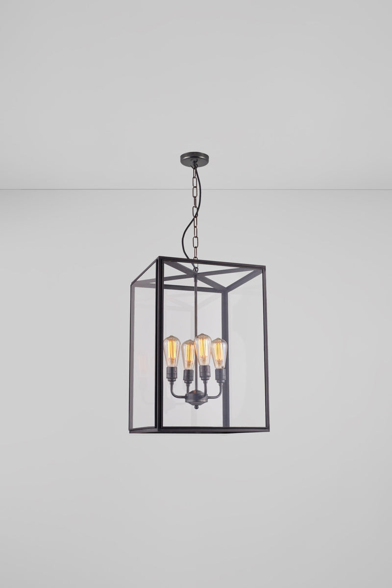 Btc Extra Large Square Pendant Weathered Brass / Clear