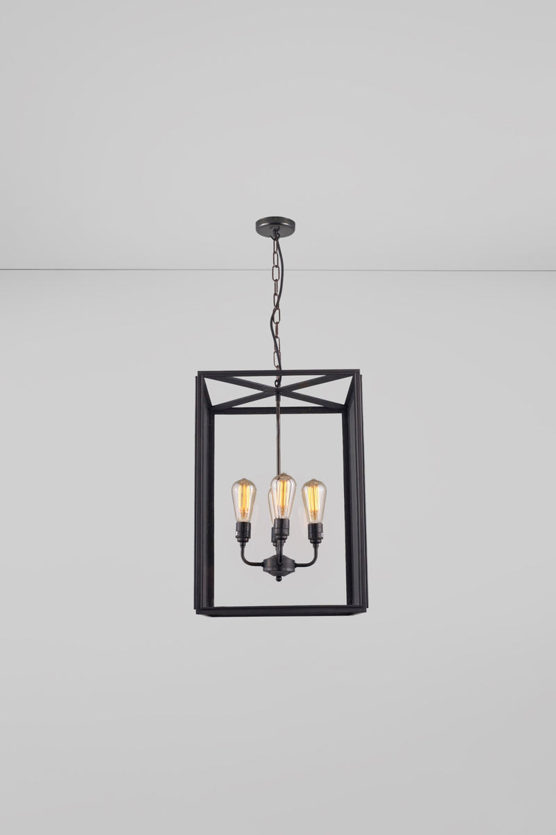 btc Extra Large Square Pendant Weathered Brass / Clear