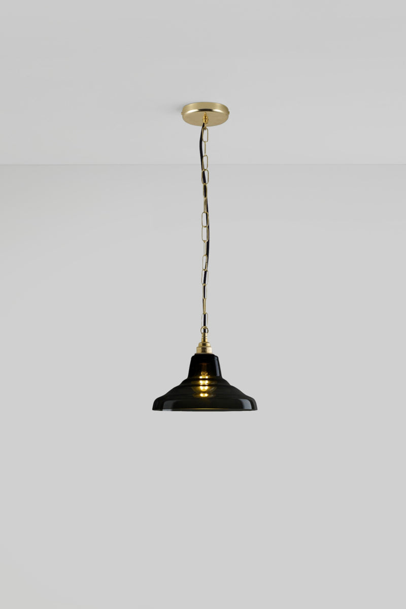 Btc Glass School Pendant Size 1 Weathered Brass / Opal