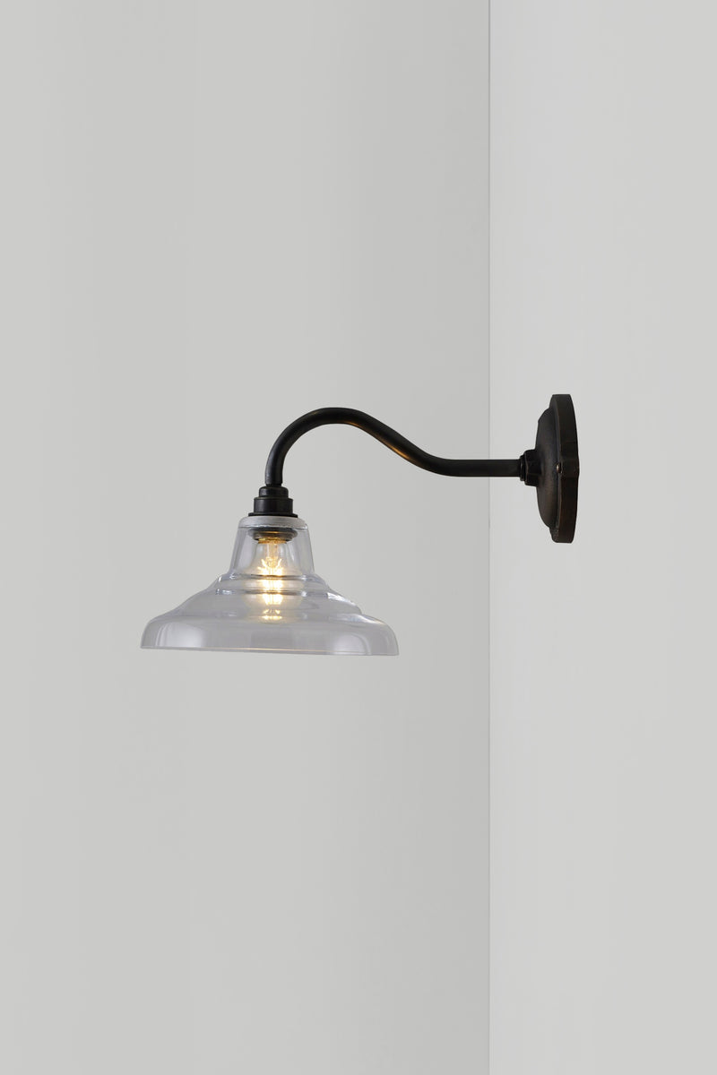 Btc Glass School Wall Light Size 1 Weathered Brass / Opal