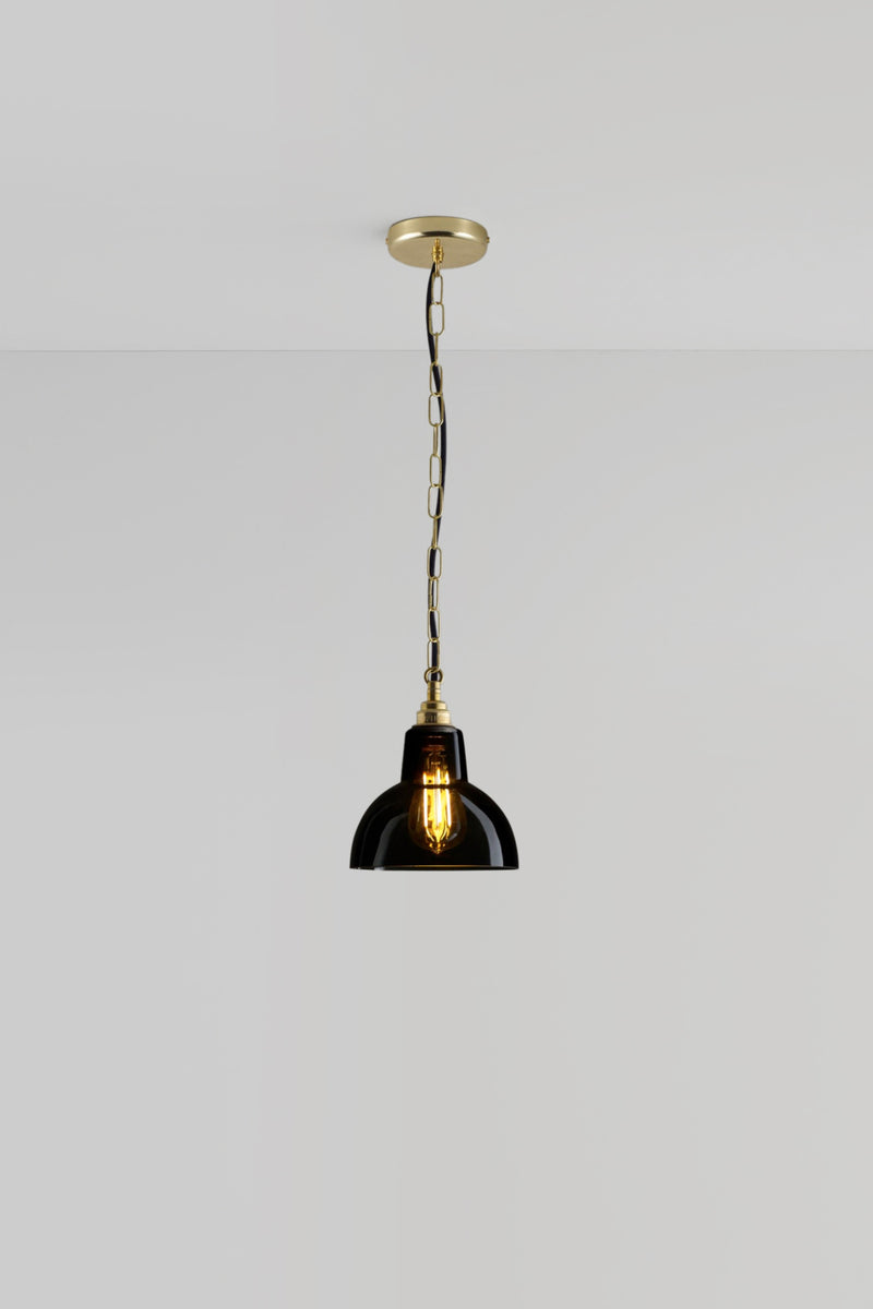 Btc Glass York Pendant Size 1 Weathered Brass / Anthracite