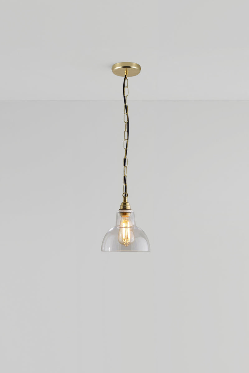 Btc Glass York Pendant Size 1 Weathered Brass / Anthracite