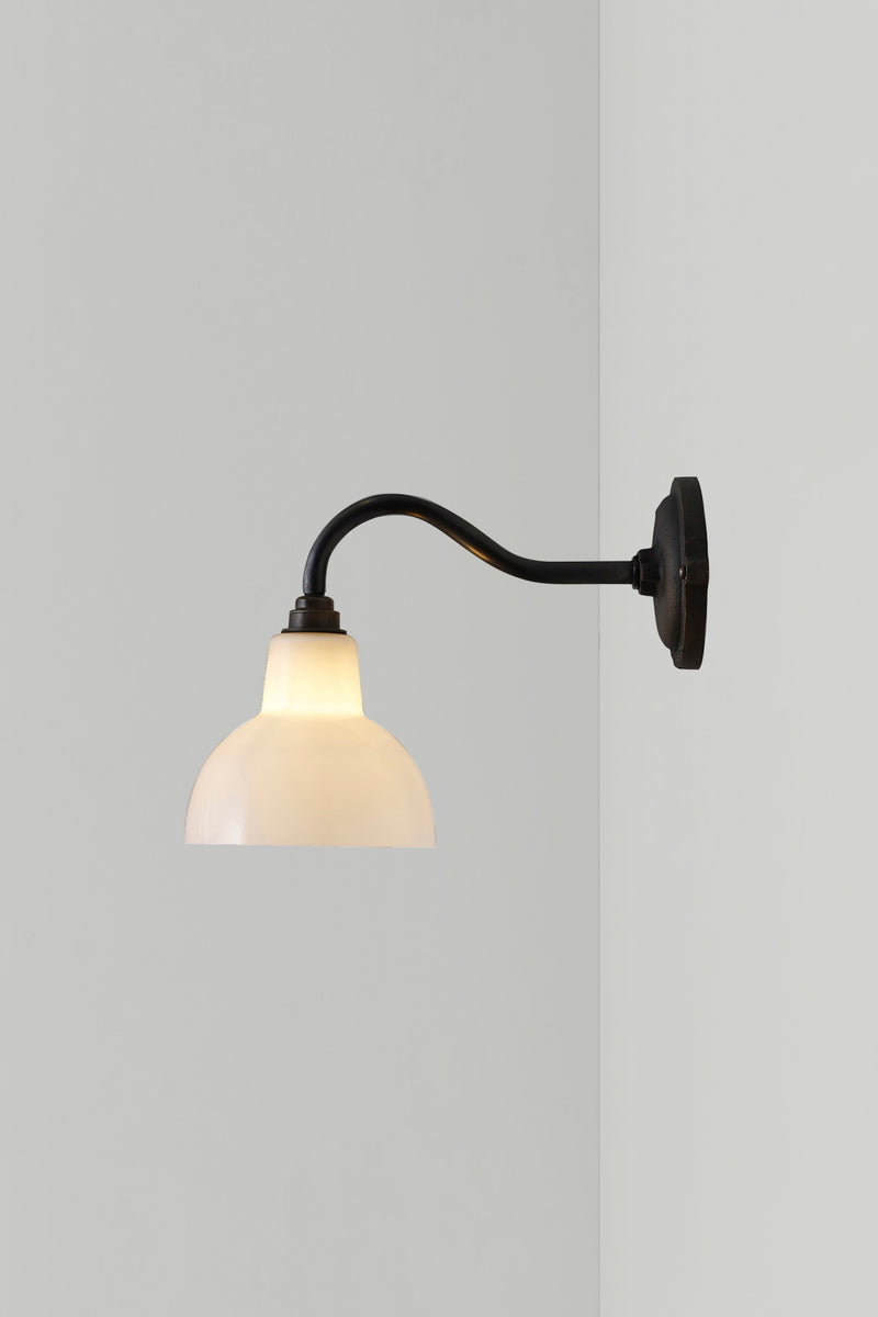 btc Glass York Wall Light Size 1 Weathered Brass / Opal