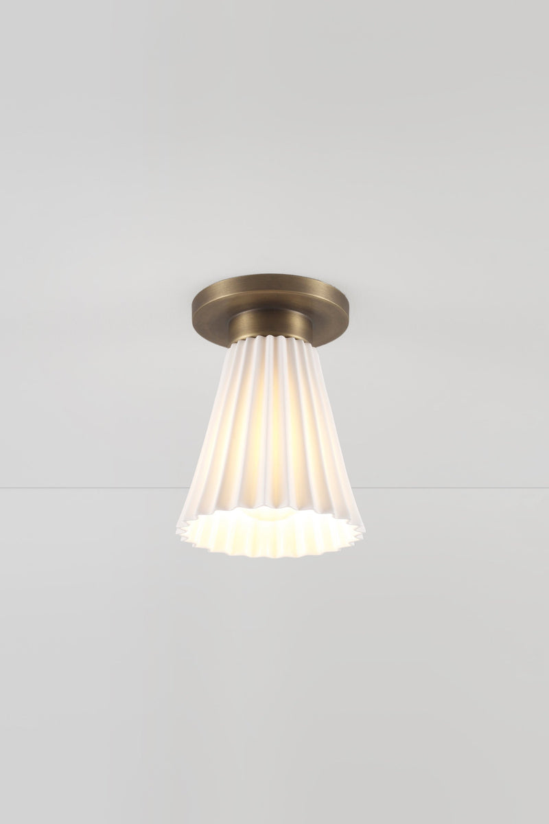 btc Hector Pleat Medium Ceiling Light Antique Brass