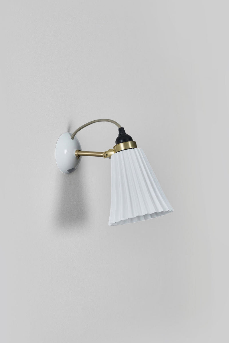btc Hector Pleat Medium Wall Light Brass Natural White / Grey