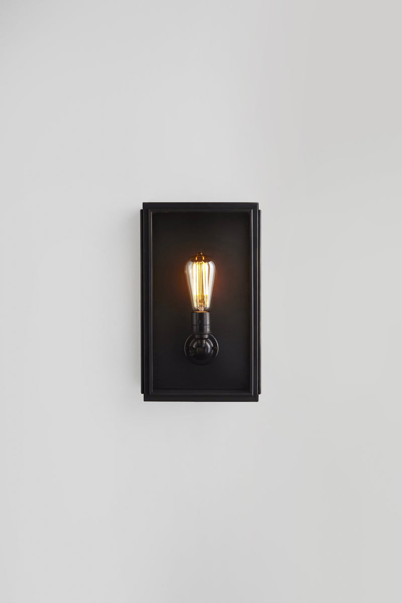 Btc Medium Box Wall Light 7642 (Externally Glazed) Weathered Brass / Clear