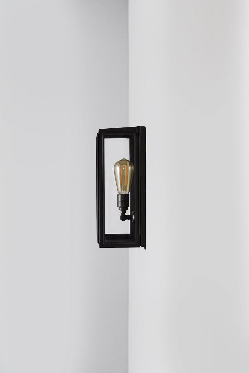Btc Medium Box Wall Light 7642 (Externally Glazed) Weathered Brass / Clear