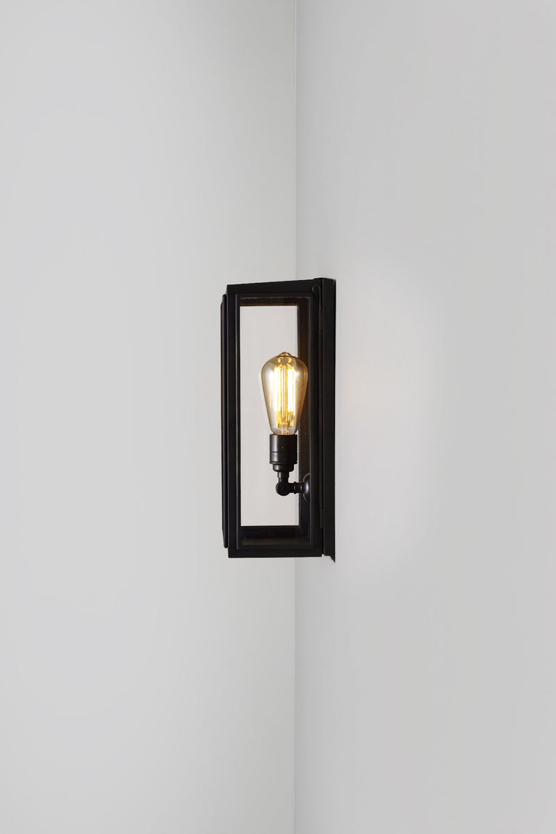 Btc Medium Box Wall Light 7642 (Externally Glazed) Weathered Brass / Clear