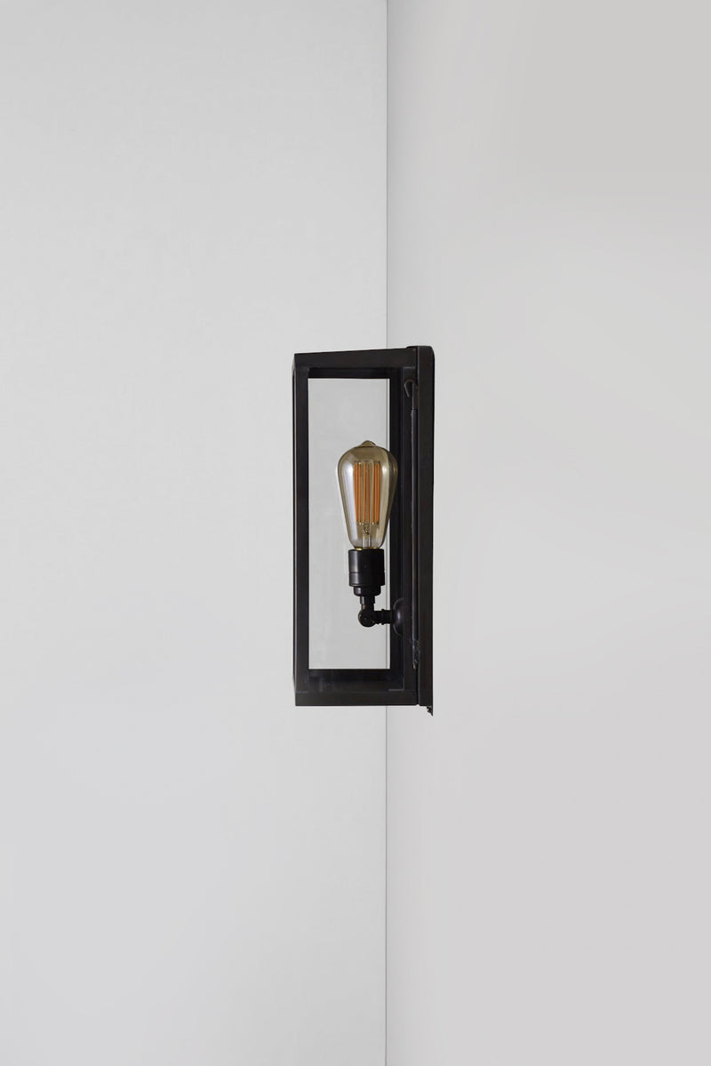 Btc Medium Box Wall Light 7645 (Internally Glazed) Weathered Brass / Clear