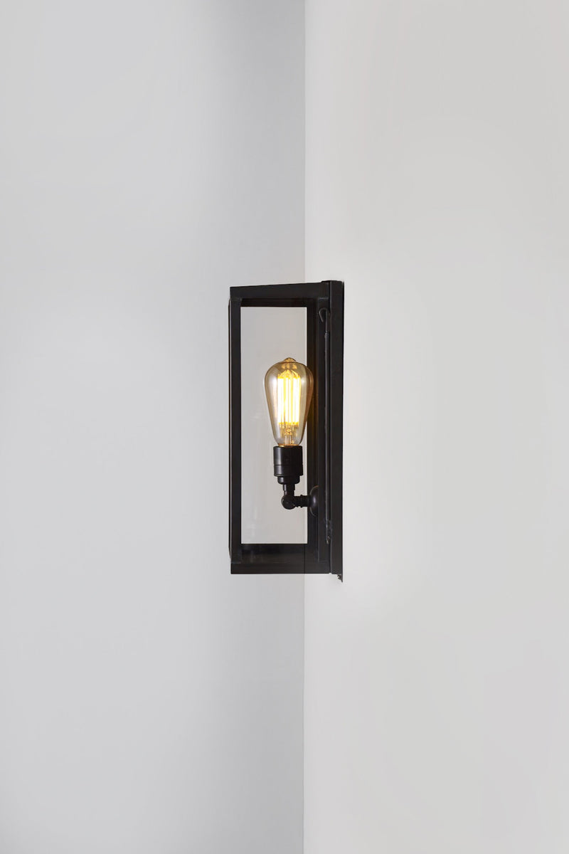 Btc Medium Box Wall Light 7645 (Internally Glazed) Weathered Brass / Clear
