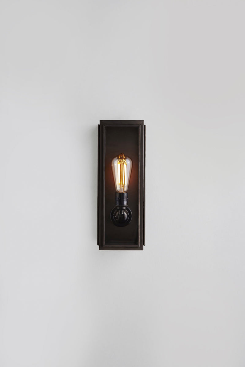 Btc Narrow Box Wall Light 7649 (Externally Glazed) Weathered Brass / Clear