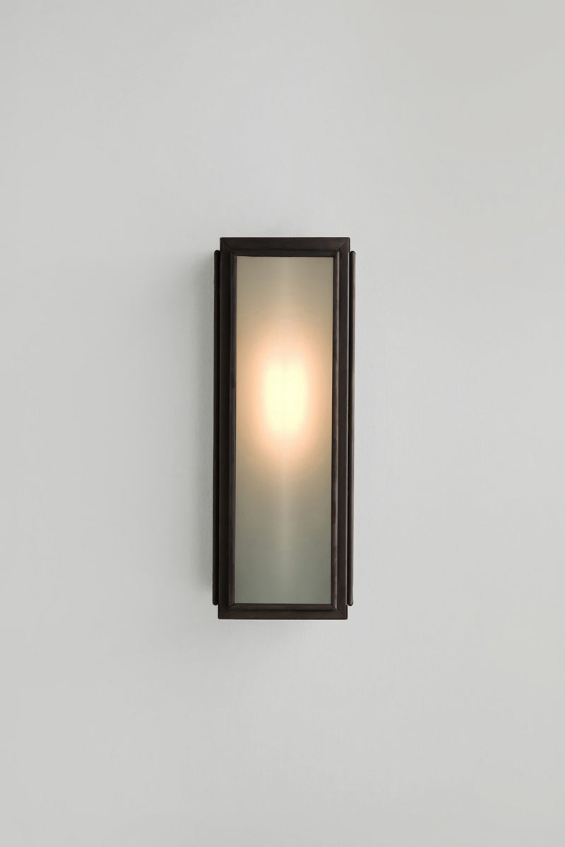 Btc Narrow Box Wall Light 7649 (Externally Glazed) Weathered Brass / Clear