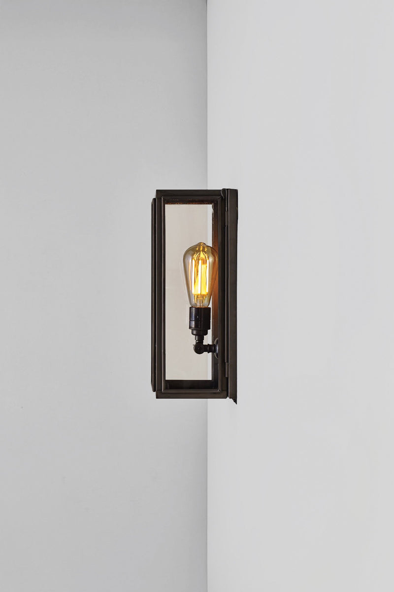 btc Narrow Box Wall Light 7649 (Externally Glazed) Weathered Brass / Clear