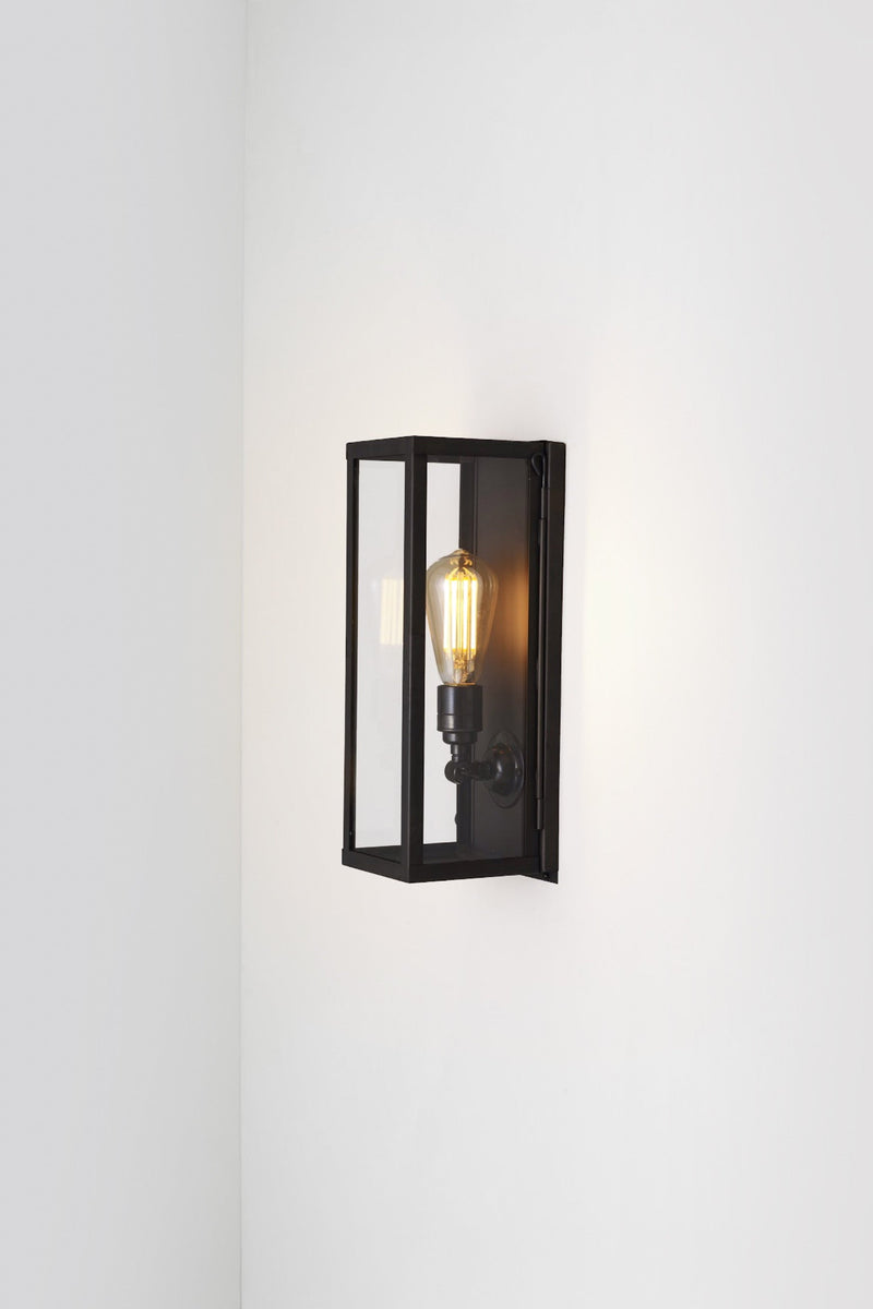 Btc Narrow Box Wall Light 7650 (Internally Glazed) Weathered Brass / Clear