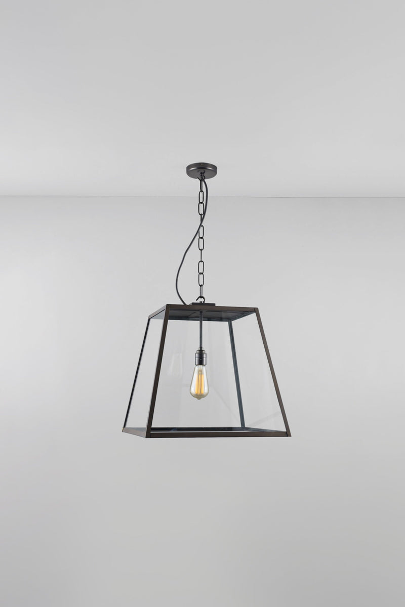 Btc Quad Large Pendant Closed Top Weathered Brass / Clear