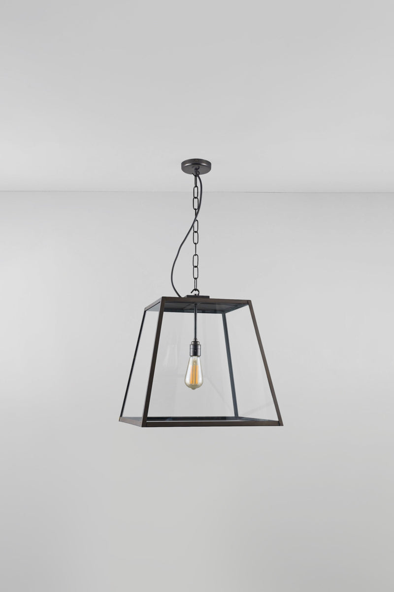 Btc Quad Large Pendant Closed Top Weathered Brass / Clear