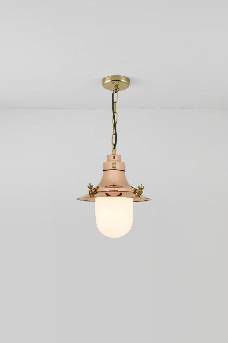 btc Ship's Small Decklight Pendant Weathered Copper / Opal