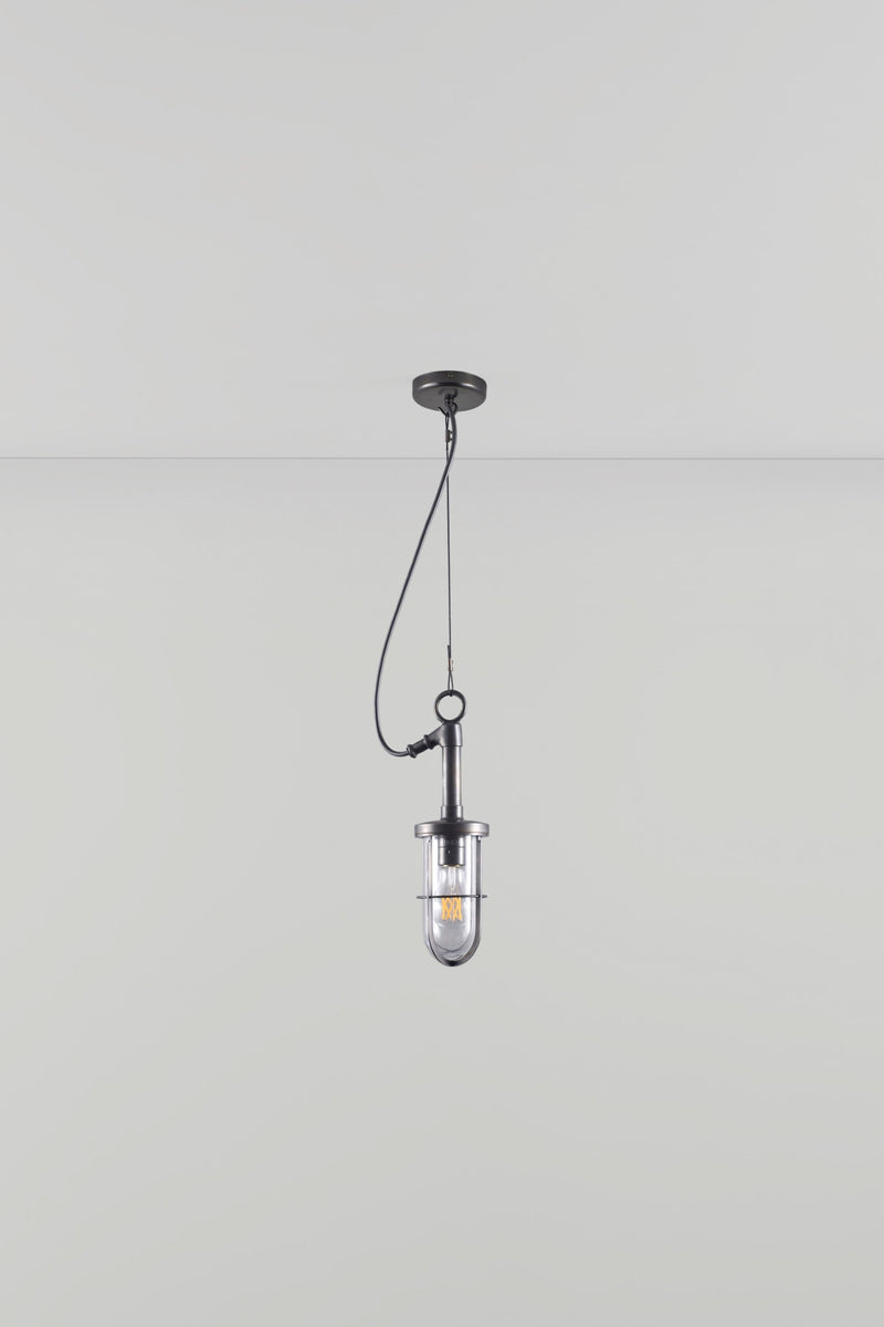 btc Ship's Well Glass Pendant Weathered Brass / Clear