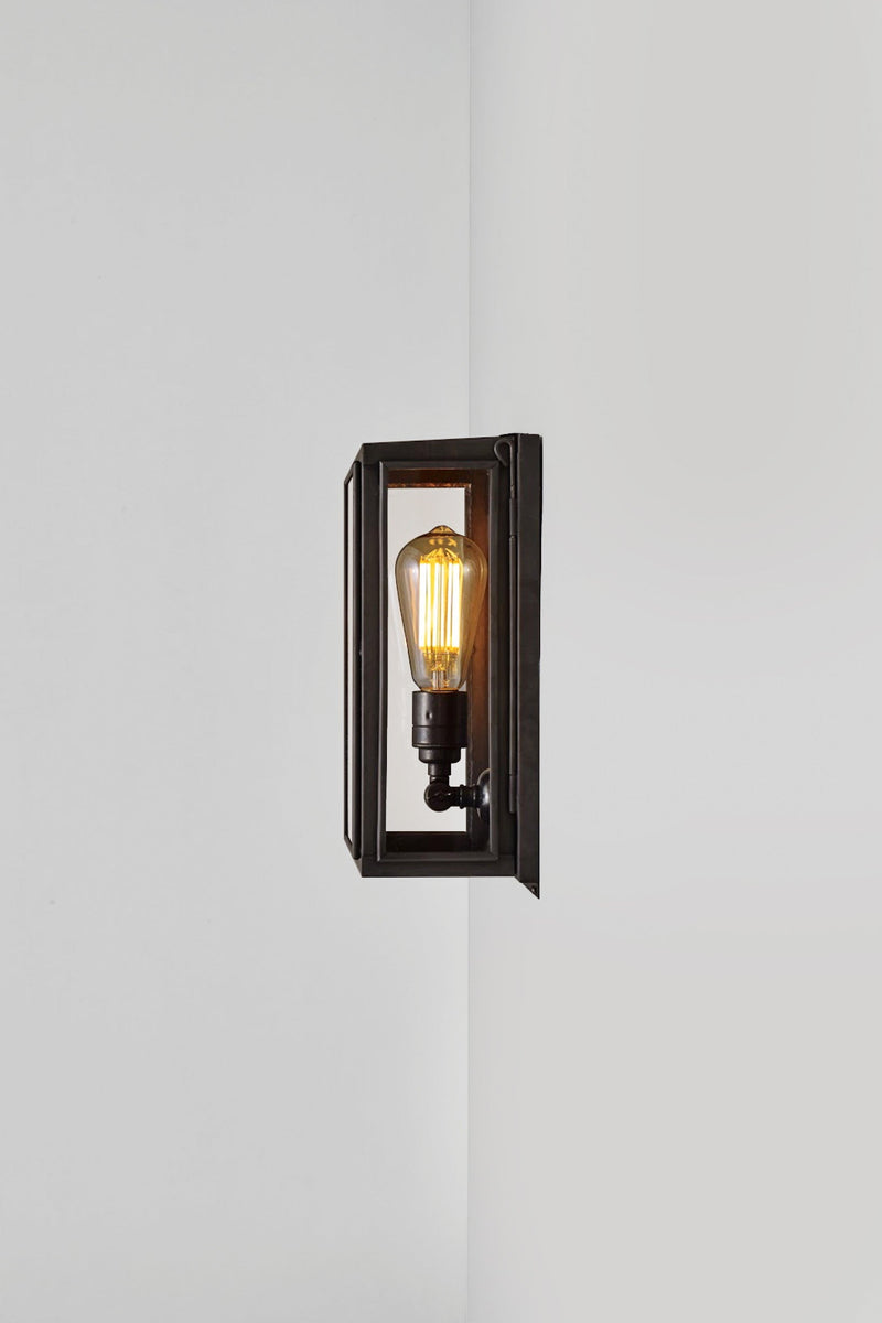 btc Small Box Wall Light 7641 (Externally Glazed) Weathered Brass / Clear