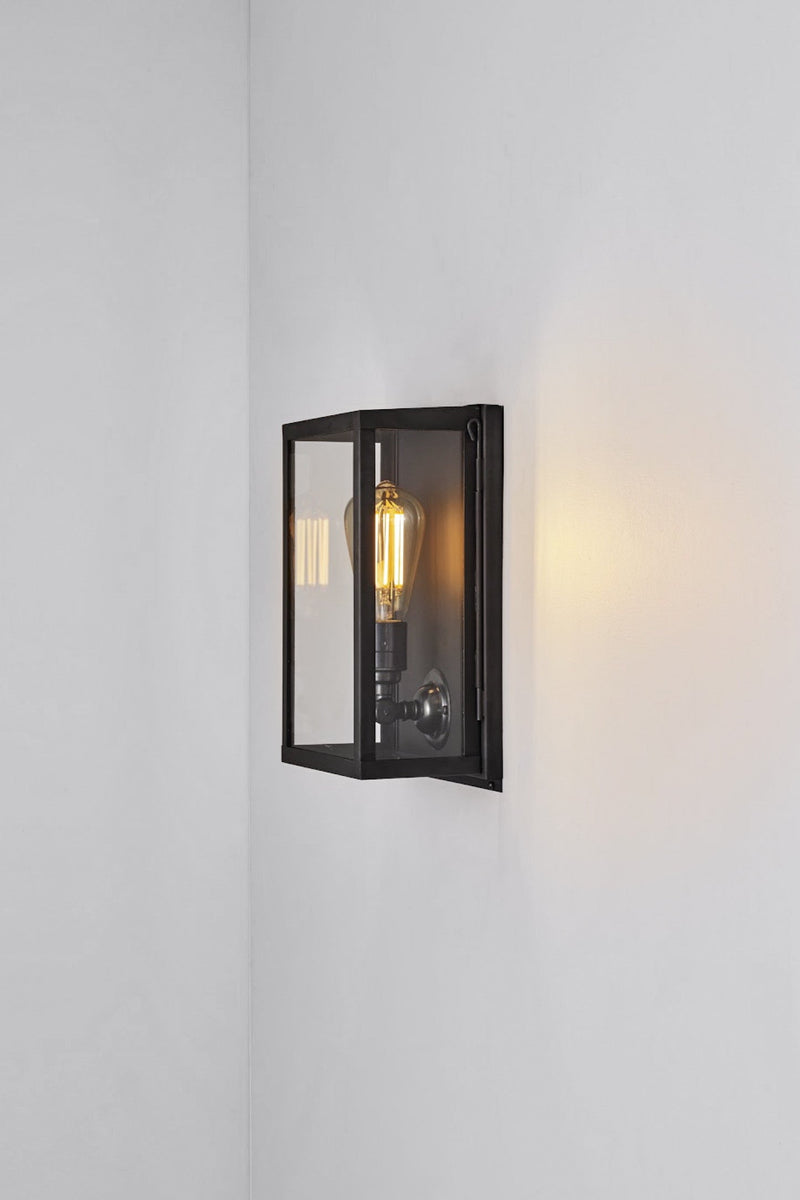 Btc Small Box Wall Light 7644 (Internally Glazed) Weathered Brass / Clear