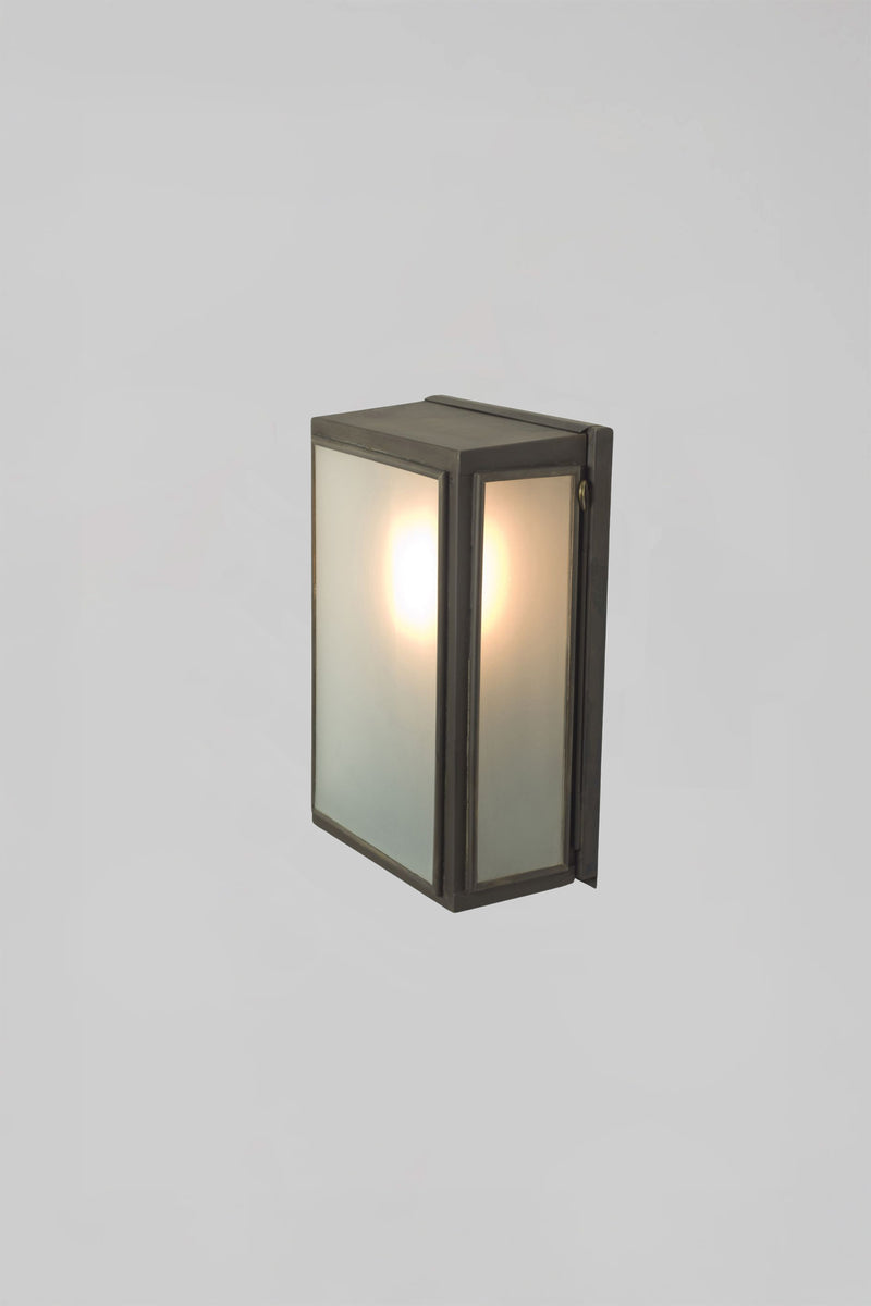 Btc Small Box Wall Light 7644 (Internally Glazed) Weathered Brass / Clear