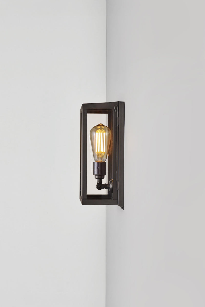 btc Small Box Wall Light 7644 (Internally Glazed) Weathered Brass / Clear