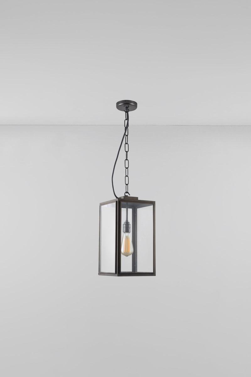 Btc Small Square Pendant Closed Top Weathered Brass / Clear