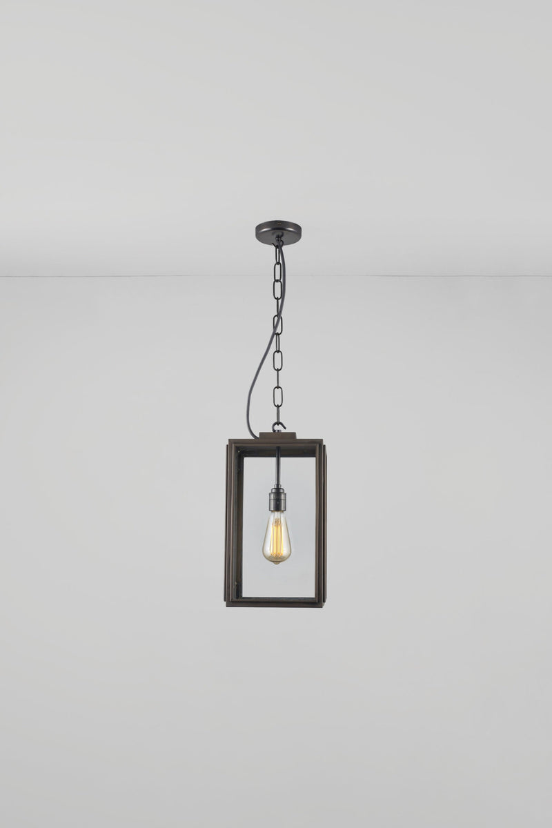 btc Small Square Pendant Closed Top Weathered Brass / Clear