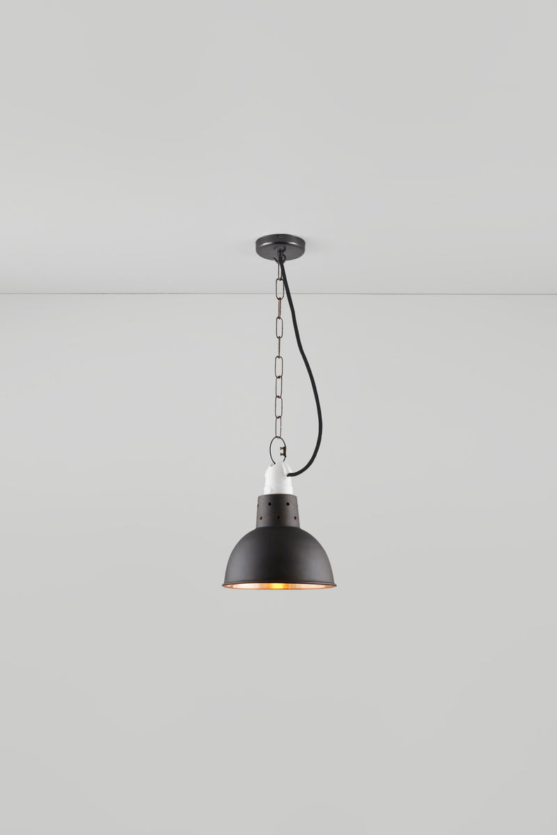 Btc Spun Reflector With Cord Grip Lampholder Weathered Copper / Polished Copper