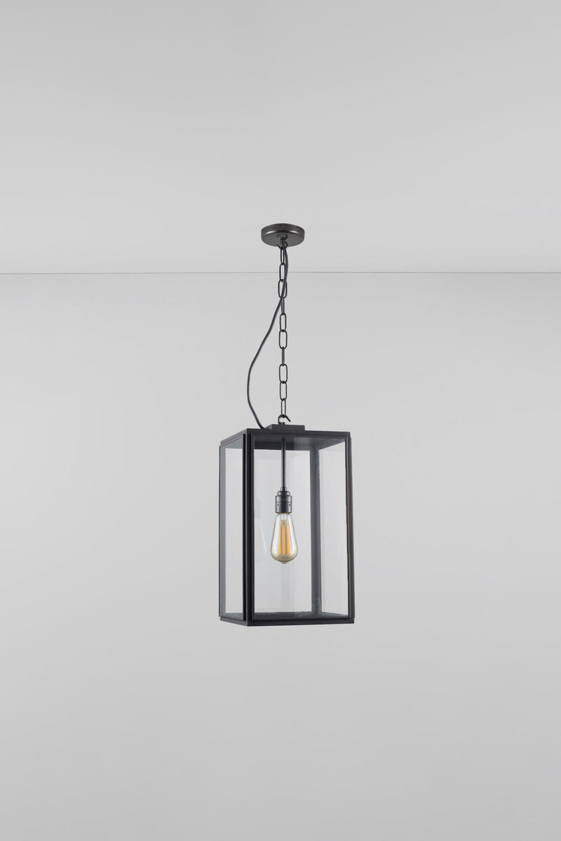 Btc Square Pendant Closed Top Weathered Brass / Clear