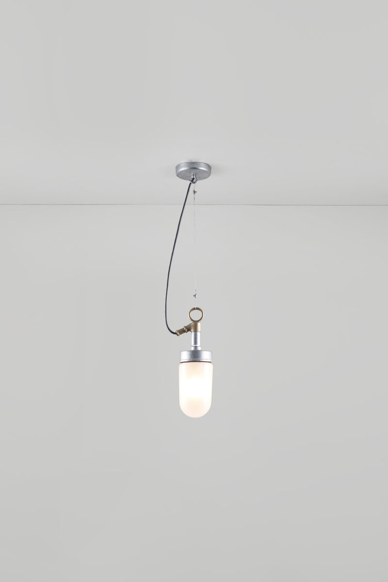 Btc Well Glass Pendant 7679 Galvanised Silver / Clear