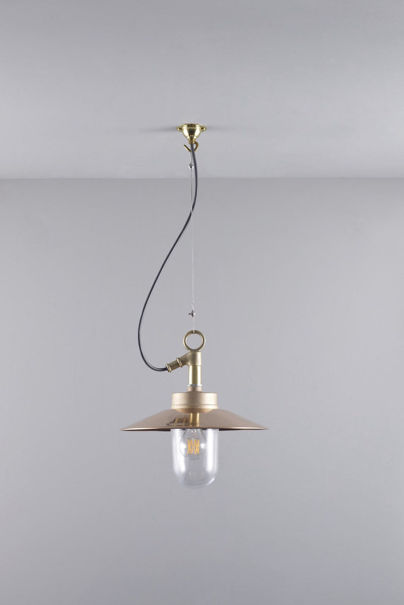 Btc Well Glass Pendant With Visor 7680 IP44 Bronze / Clear