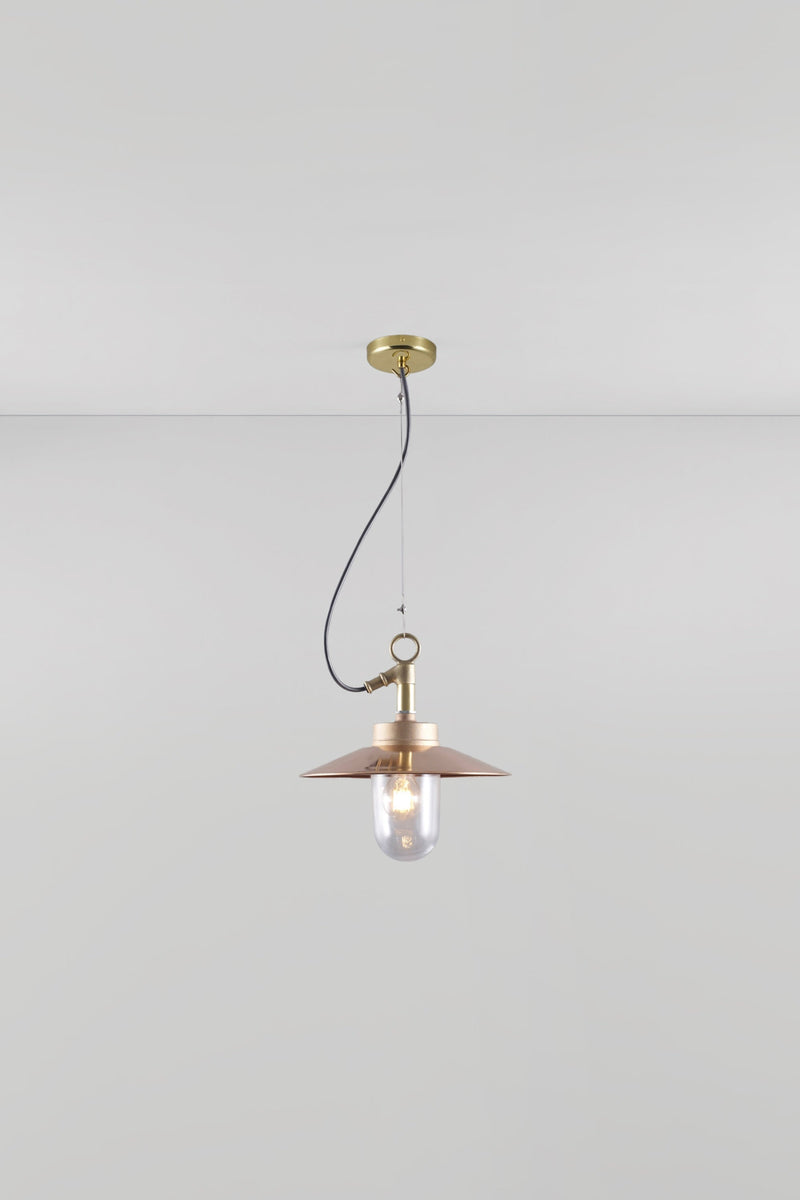 btc Well Glass Pendant With Visor 7680 IP44 Bronze / Clear