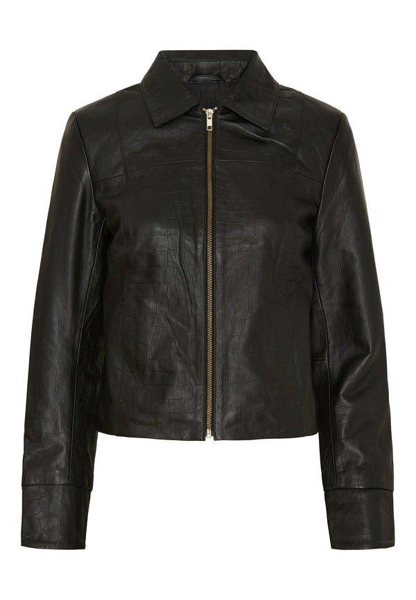 btfcph Biker i krokodillepræget læder