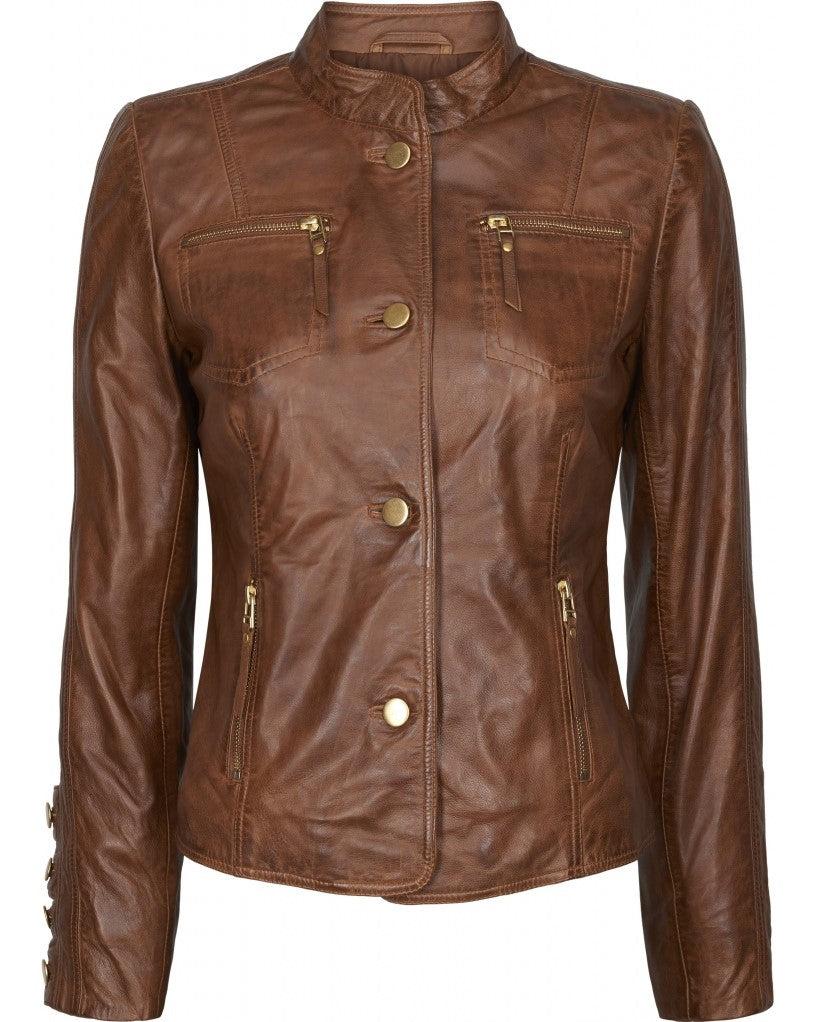 btfcph Biker læderjakke med knapper